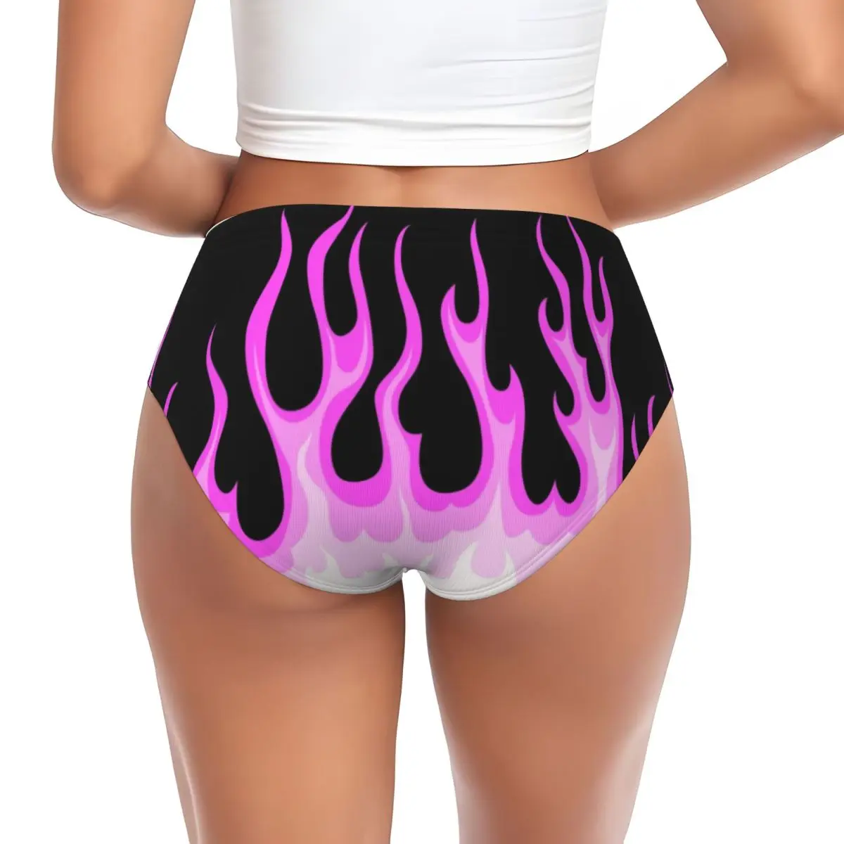 Benutzerdefinierte Damen Pink Hot Fire Racing Flames Höschen Stretch Slips Unterwäsche