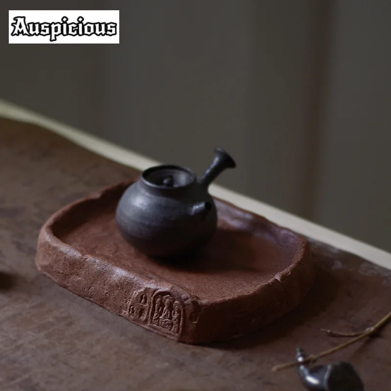 Pure Handmade Rock Pottery Pot Bearing Holder The Dunhuang Cave Dry Bubble Table Dry Brew Table Tea Tray Tea Ceremony Collection