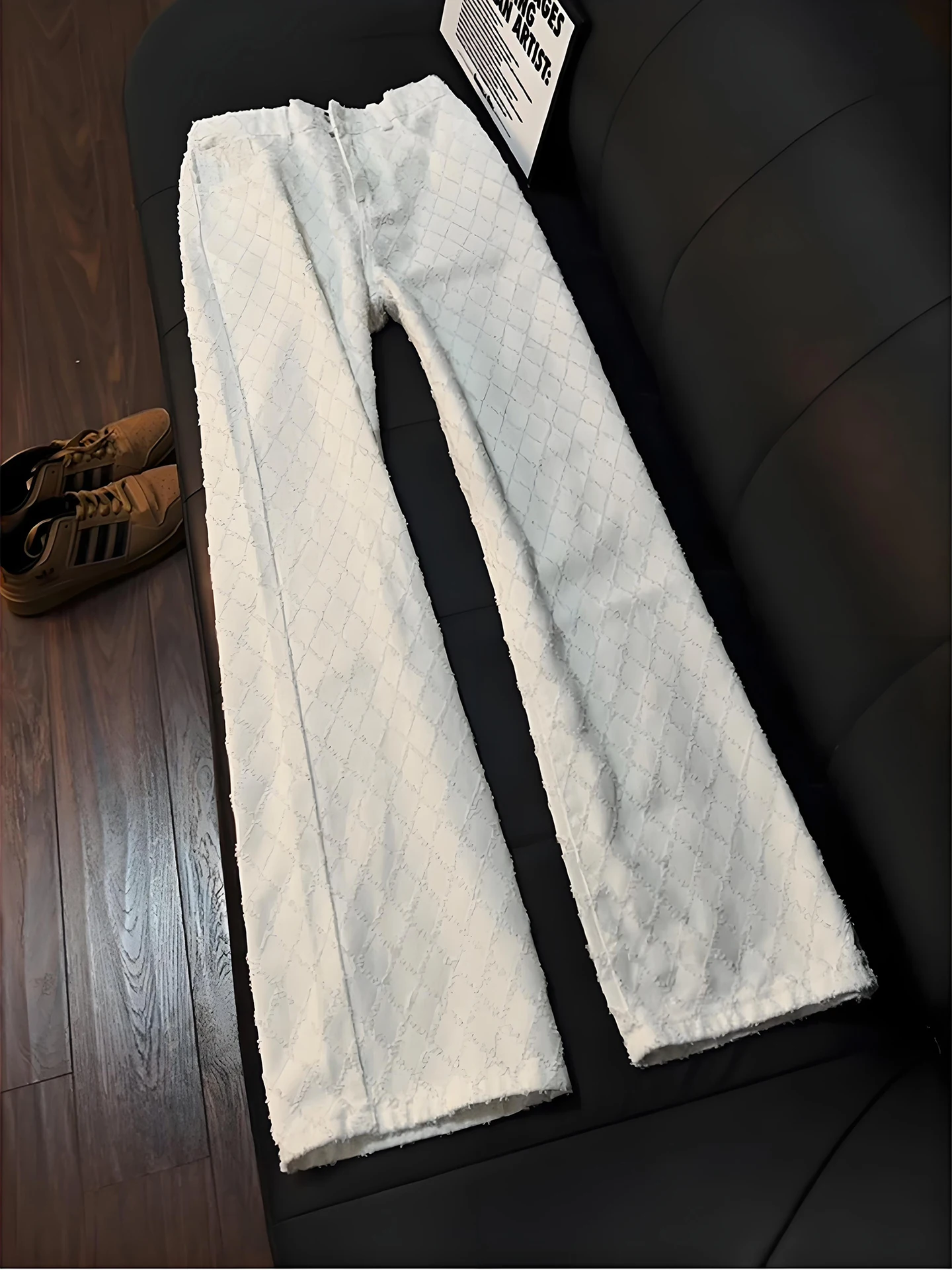 

American High Street Embroidered Denim Jeans Men's Spring Trendy Brand Knife Straight Tube Pants Lift Slimming Flared Long Tr...