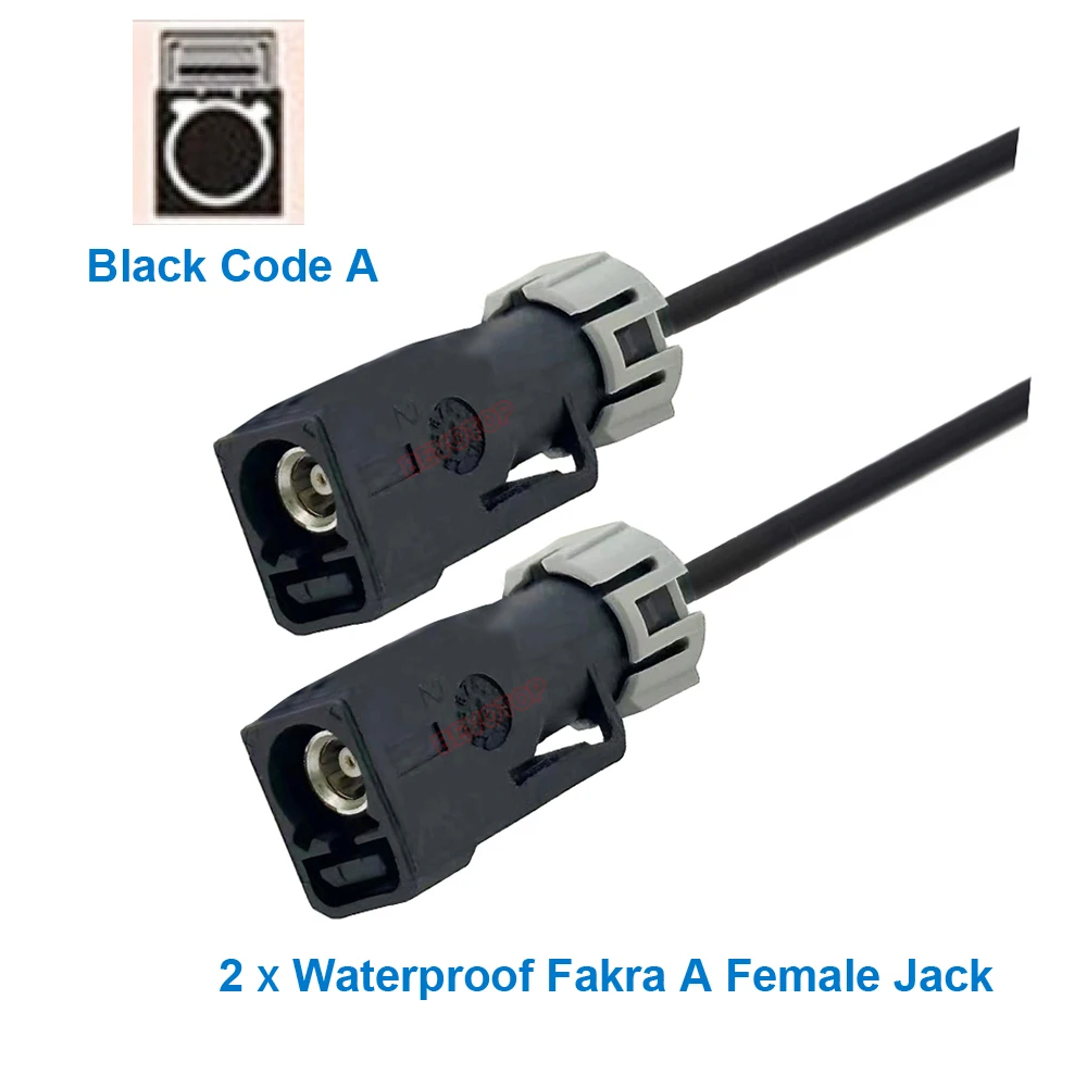 1PCS Waterproof Fakra Jumper Black Code A Female to A Female Connector Car Camera Vedio Line Wire Harness BEVOTOP Auto Cable