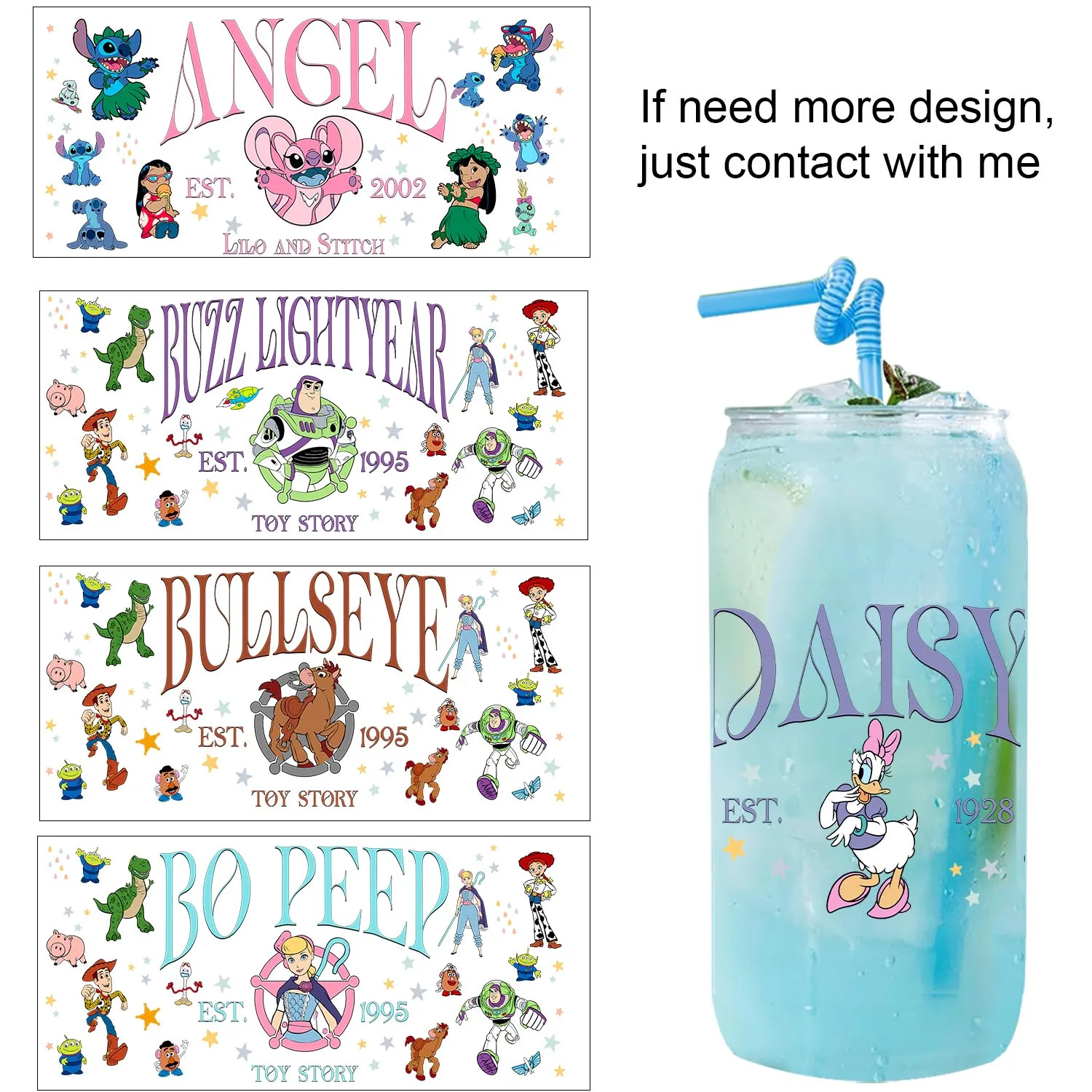 

Cartoon birthday series easy peel waterproof Party DIY Decals 3D transfers uvdtf tumbler seal stickers 16oz uv dtf cup wraps
