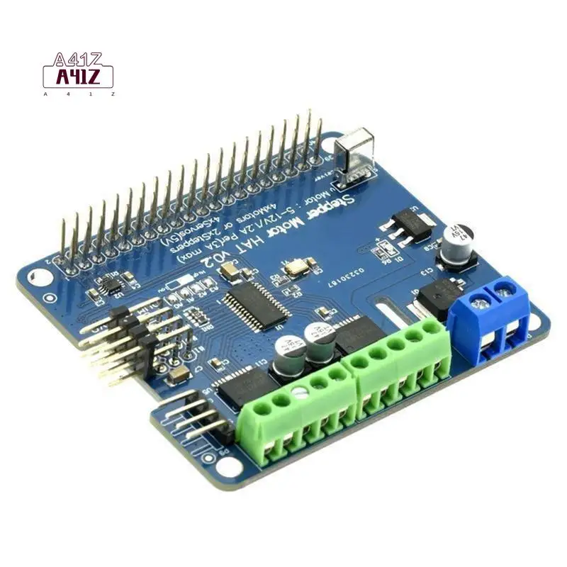 

A41Z-шаговый двигатель HAT V0.2 + плата расширения робота, шаговый/двигатель/сервопривод для Raspberry Pi 3B/3B+