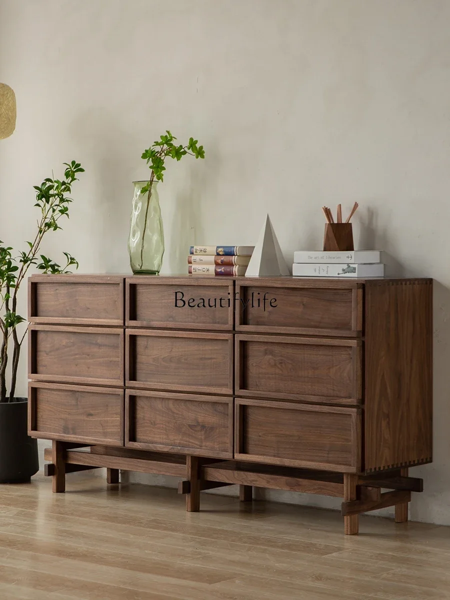 

LNordic Cherrywood Nine-Drawer Cabinet Bedroom Simple Tailstock Storage Cabinet