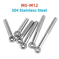 2pcs/1pcs M5 M6 M8 M10 M12 304 Stainless Steel Ring Link Bolt Fisheye Eye Slip Hole Screw Length:20-150mm