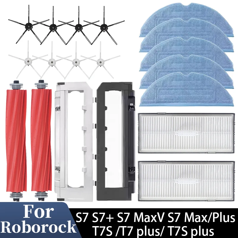 Für Roborock S7 S70 S7Max T7S T7S Plus Hauptbürste, Seitenbürste, HEPA-Filter, Wischpad, Ersatzteile, Staubsauger-Zubehör