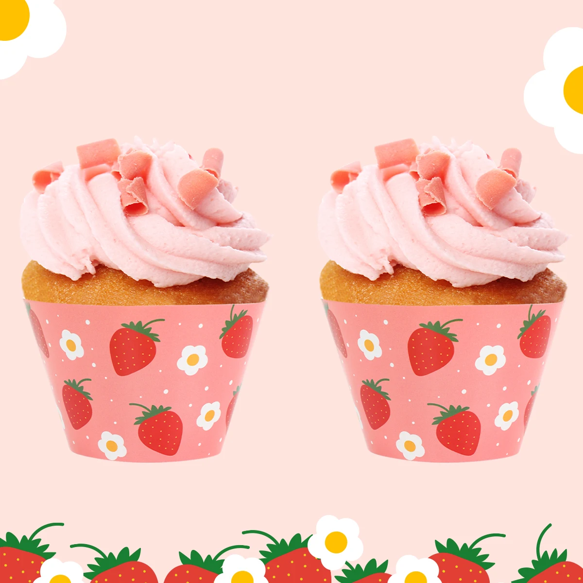 Strawberry Party Cupcake Wrappers Juicy Strawberry Themed Wedding Birthday Party Decoration for Girls Baby Shower Supplie