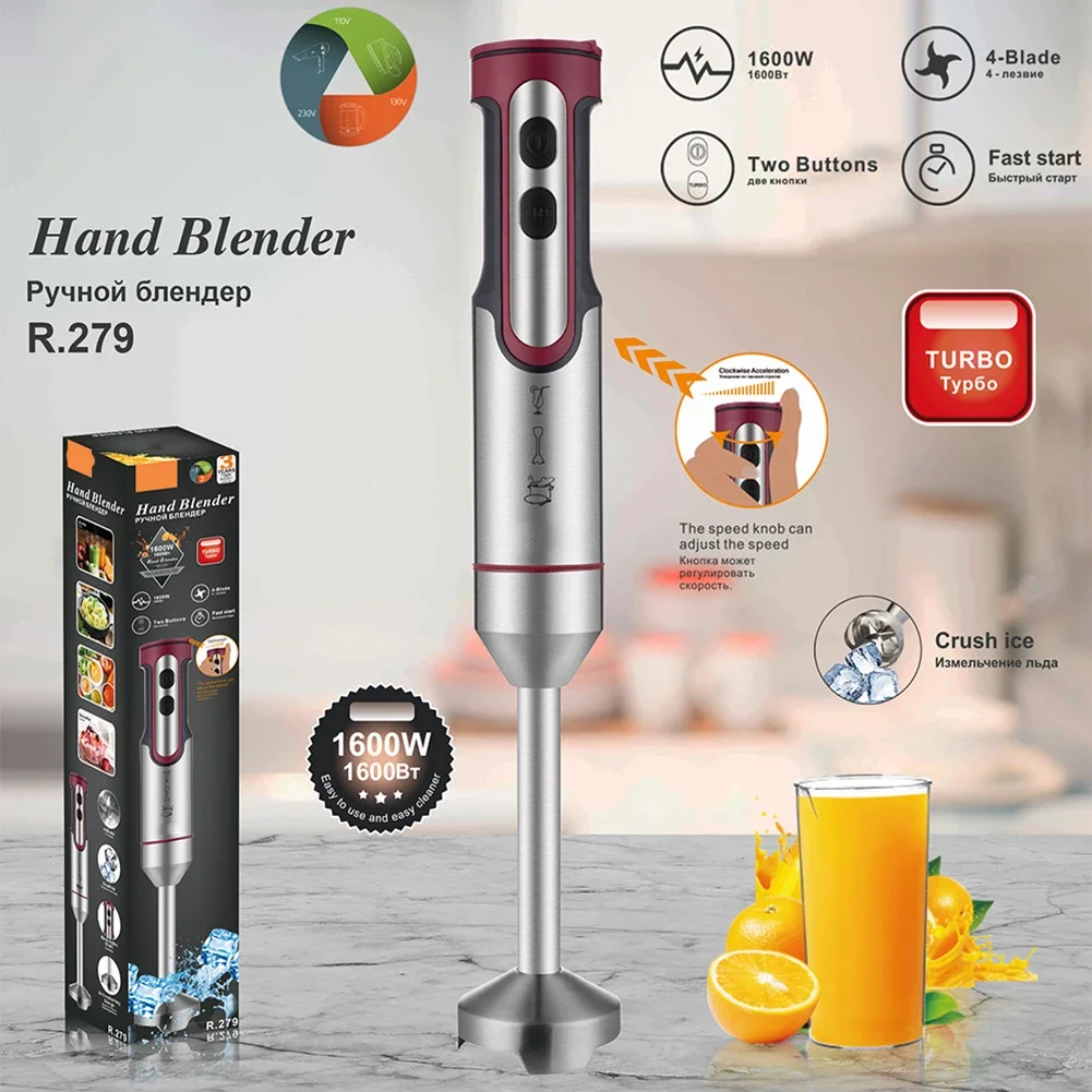 Powerful Handheld Immersion Blender for Efficient Mixing and Chopping Featuring 21 Speed Settings and Turbo Function