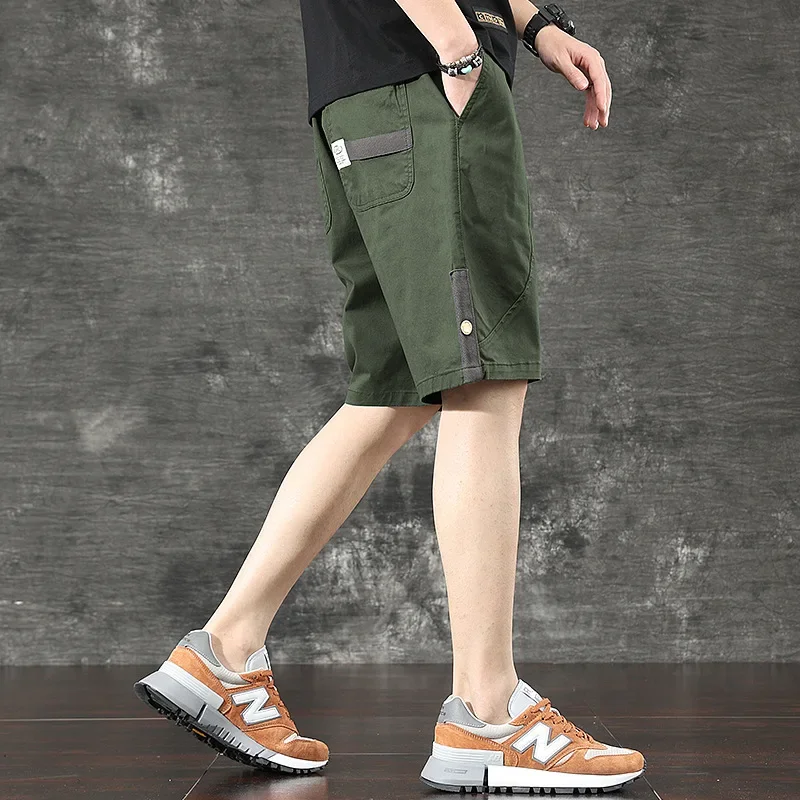 Pantalones de cinco cuartos deportivos de viento funcionales con múltiples bolsillos, tendencia de tubo recto holgado de verano, estilo Cargo Retro japonés