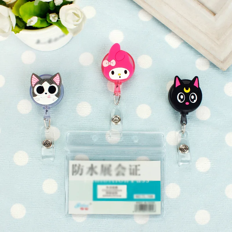 Cute Cartoon Funny for ID Card Holder Scalable Toggle Clip Employee Card Doctor Nurse Chest Card Student Bus Card Holder
