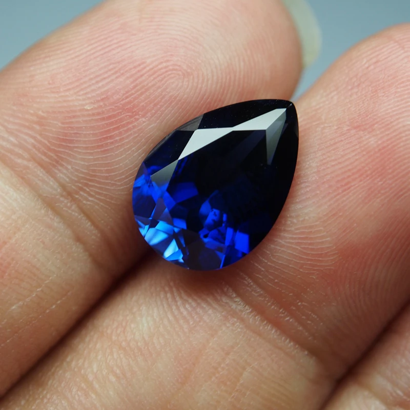 Box Pack Sapphire Stone Pear Cut 12×16mm Pass Test Mohs Hardness Gem Sapphire for Jewelry Making/Setting/Collection Gem Beads