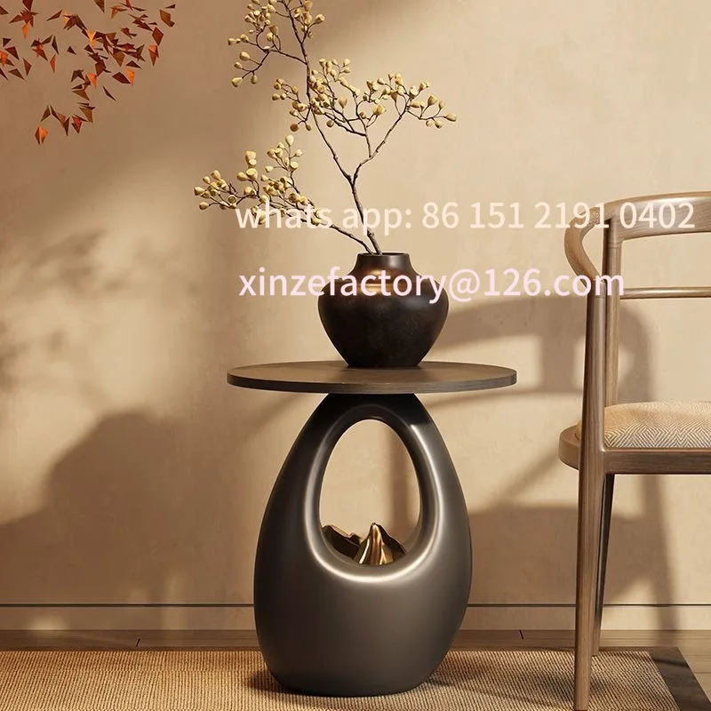 

Customizable Living Room Sofa Side Feng Shui Stone Art Ornamentation Coffee Tea Tables Balcony Home Decor Resin Gift