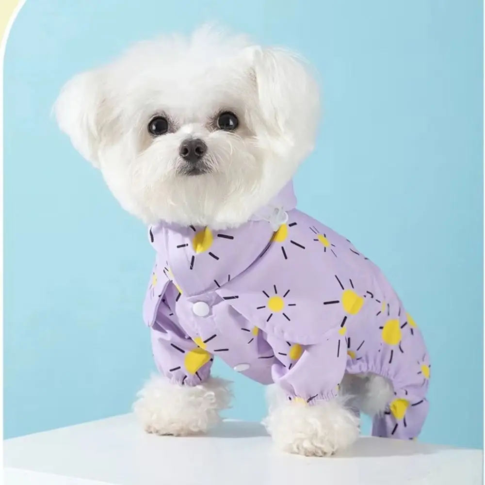 Cute Waterproof Dog Raincoat Outdoor Adjustable Rainwear Hood Breathable Portable Puppy Short Sleeve Schnauzer