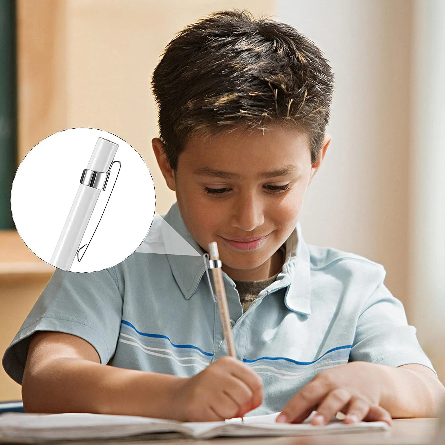 High-end Metal Pencil Clips Slide on Pencil Pocket Clips Snap in, Pencil Holder Clip Metal Hangable Portable Pencil Clips, 60 Pc