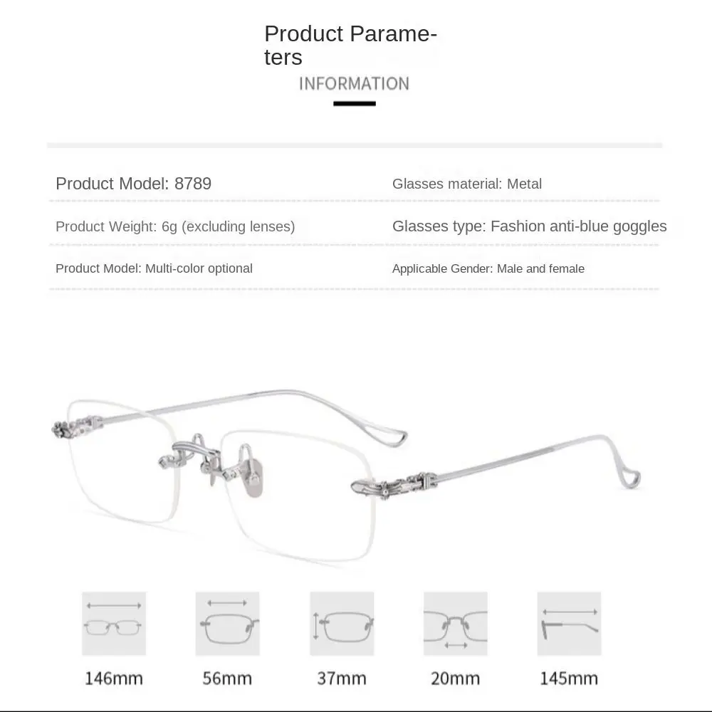 نظارات قراءة بلو راي المضادة للضوء الأزرق لحماية العين، نظارات مد البصر خفيفة الوزن، نظارات بصرية معدنية