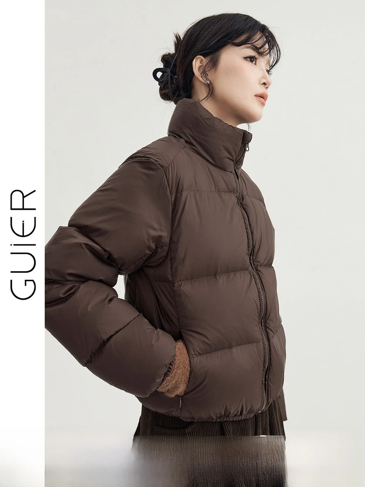 

Guier ort Women's down Jaet White Du Feather Warmth Casual Sle 2024 Winter New Arrival Faionable Sle Coat