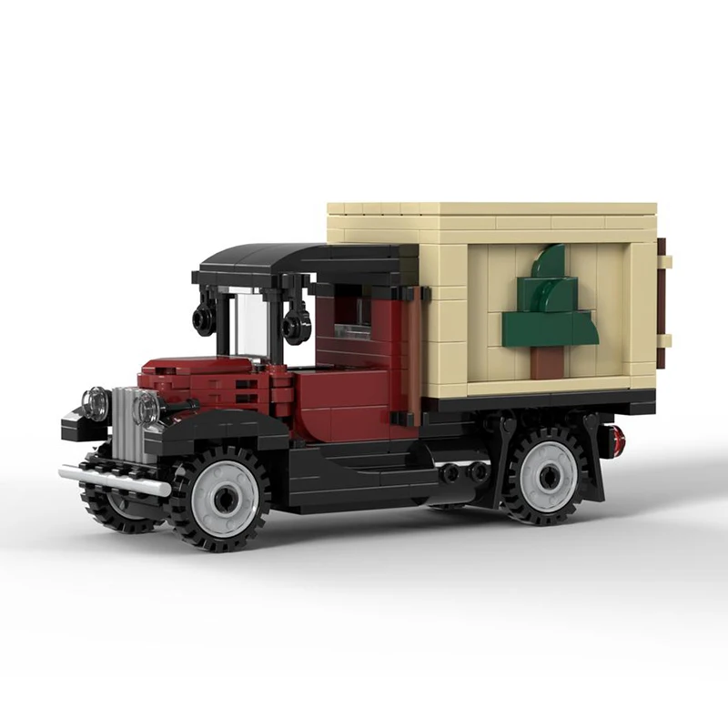 MOC building blocks winter village Christmas tree truck puzzle trailer car model MOC-126375 assembled building blocks toy gift