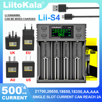 Liitokala Lii-S4 18650 Lithium Battery Charger 3.7V 21700 26650 25500 20700 14500 16340 18350 1.2V AA AAA26700 1.2V AA AAA