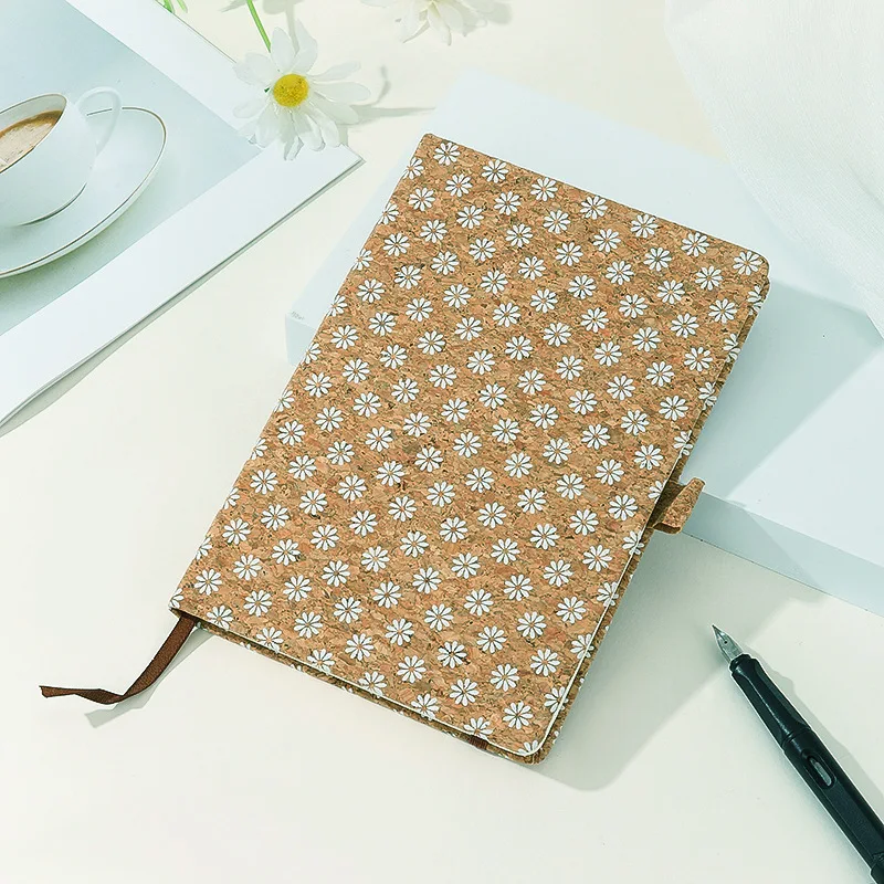 Cork Material Cover Retro Pattern Notebook  A5 Bohemian Style Diary Student Notepa