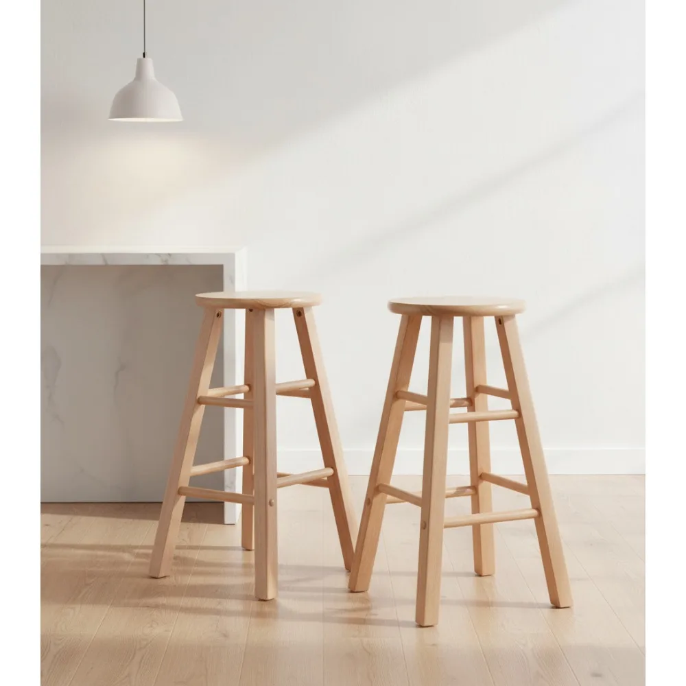 

Современный 24-дюймовый набор табуретов, конструкция из массива дерева, удобные круглые сиденья, простая сборка для кухонного бара