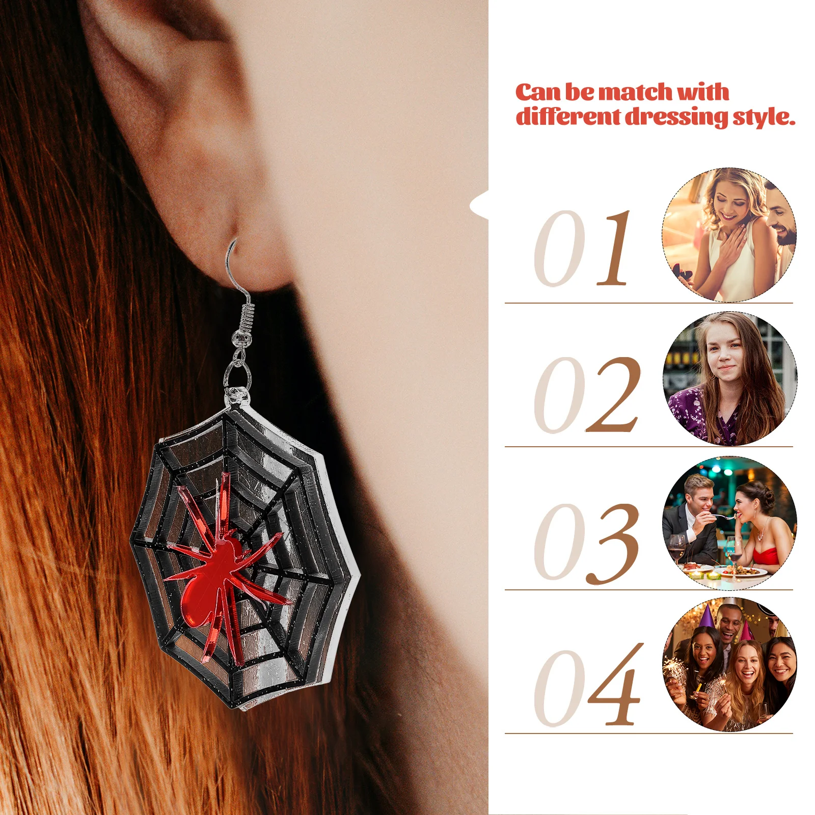 

Spider Earrings Halloween Themed Costume Jewelry Acrylic Comfortable Wear Tear Resistant Female Gift Creative Earrings