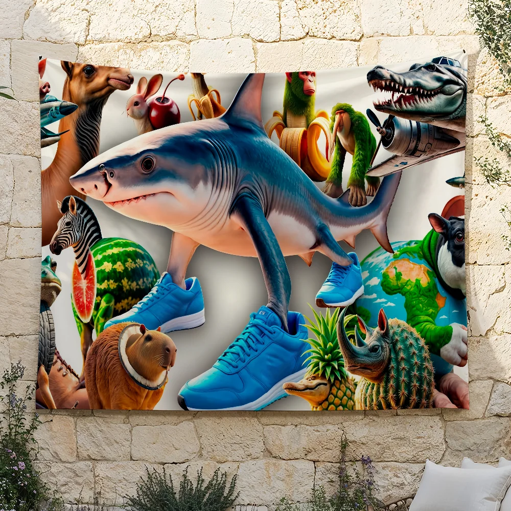Italian B-Brainrot Art flag For Camping Party Picnic Studio Booth Background Wall Interior Decoration Banner