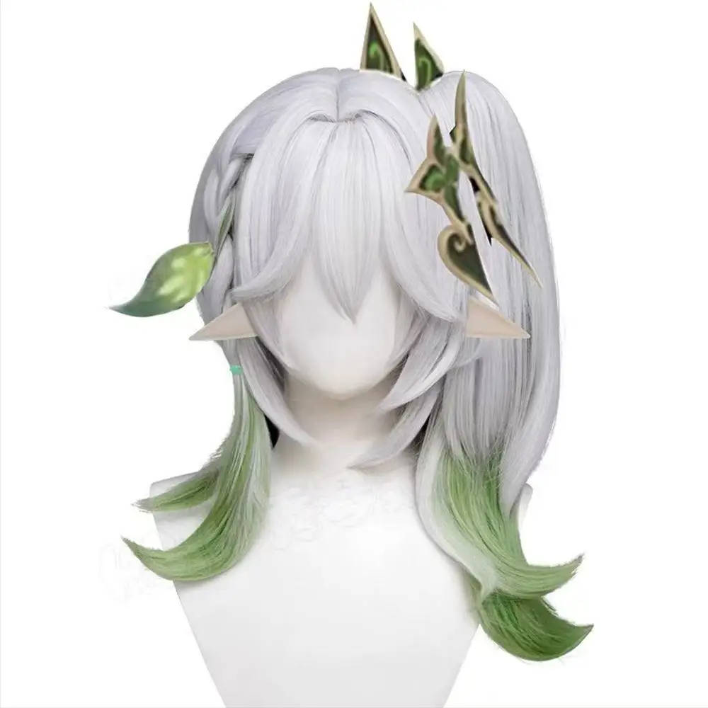 Genshin Impact หญ้าพระเจ้าคอสเพลย์วิกผมซิลิโคนที่สมจริงหนังศีรษะ Nahida Dasi Tree King Sumeru หางม้าเดี่ยว