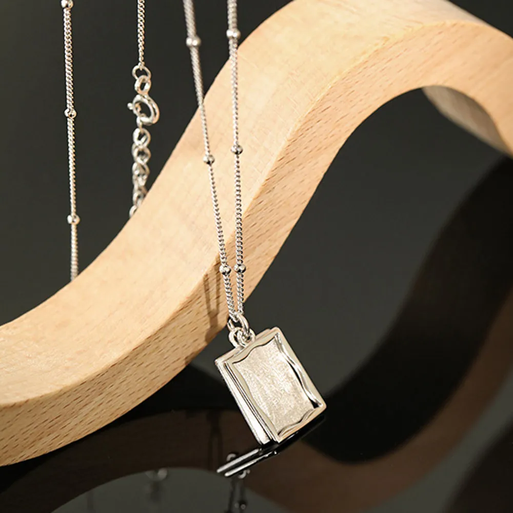 ANDYWEN 925 Sterling Silver Big Square Pendant Long Chain Necklace Rock Punk Jewelry 2020 Rock Punk Wedding Friendship Jewels view 2
