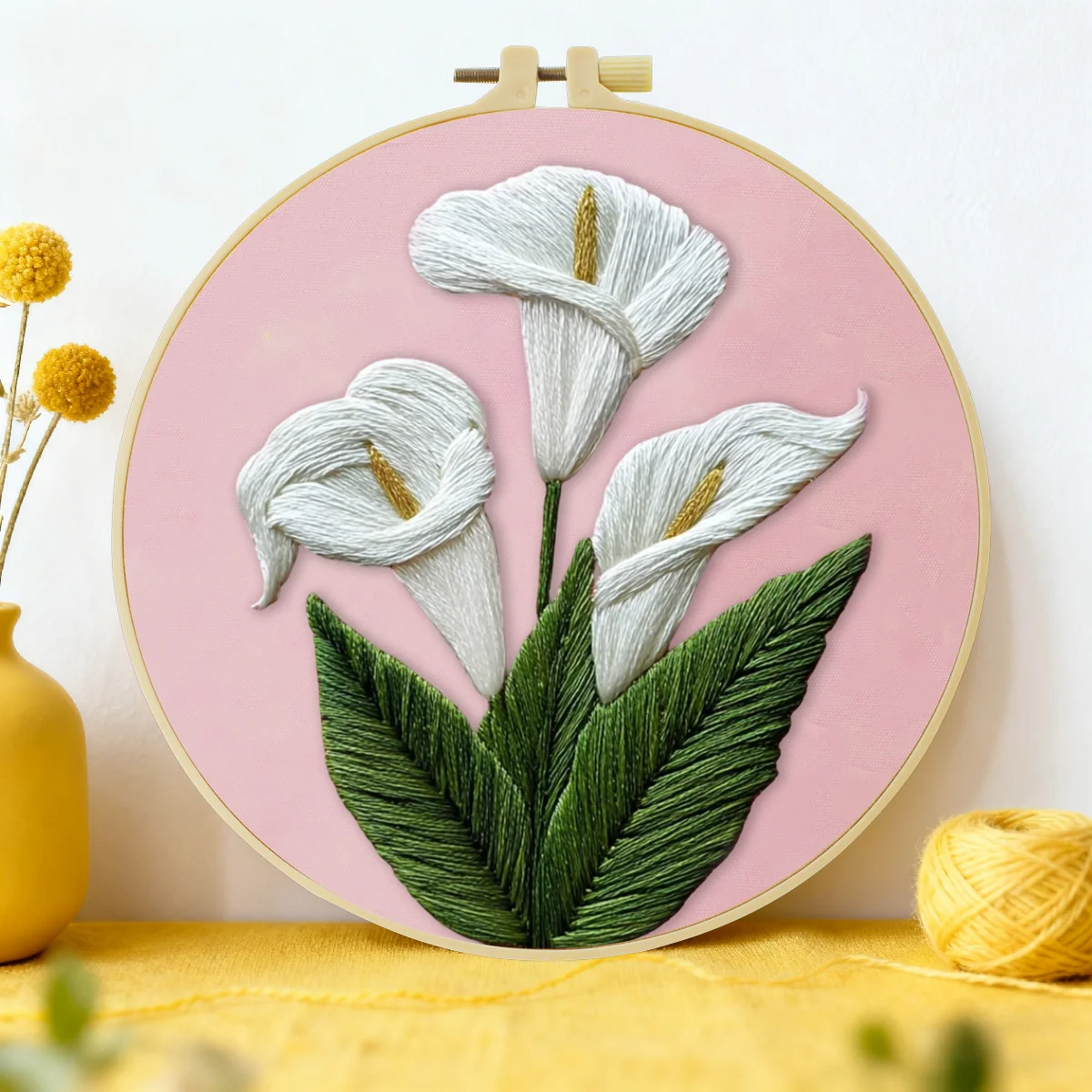 1 Stück 20x20 cm/15x15 cm 7,87/6,3 Zoll Stickerei-Starter-Kit DIY-Set Heimdekoration, Heimtextilien, Stickerei-Set, Blume – Detail 2