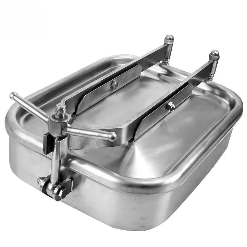 Aohoy Wholesale OEM 304 316 Food Grade Sanitary Stainless Steel Rectangular Tank Square Manway Food Processing Machinery Parts