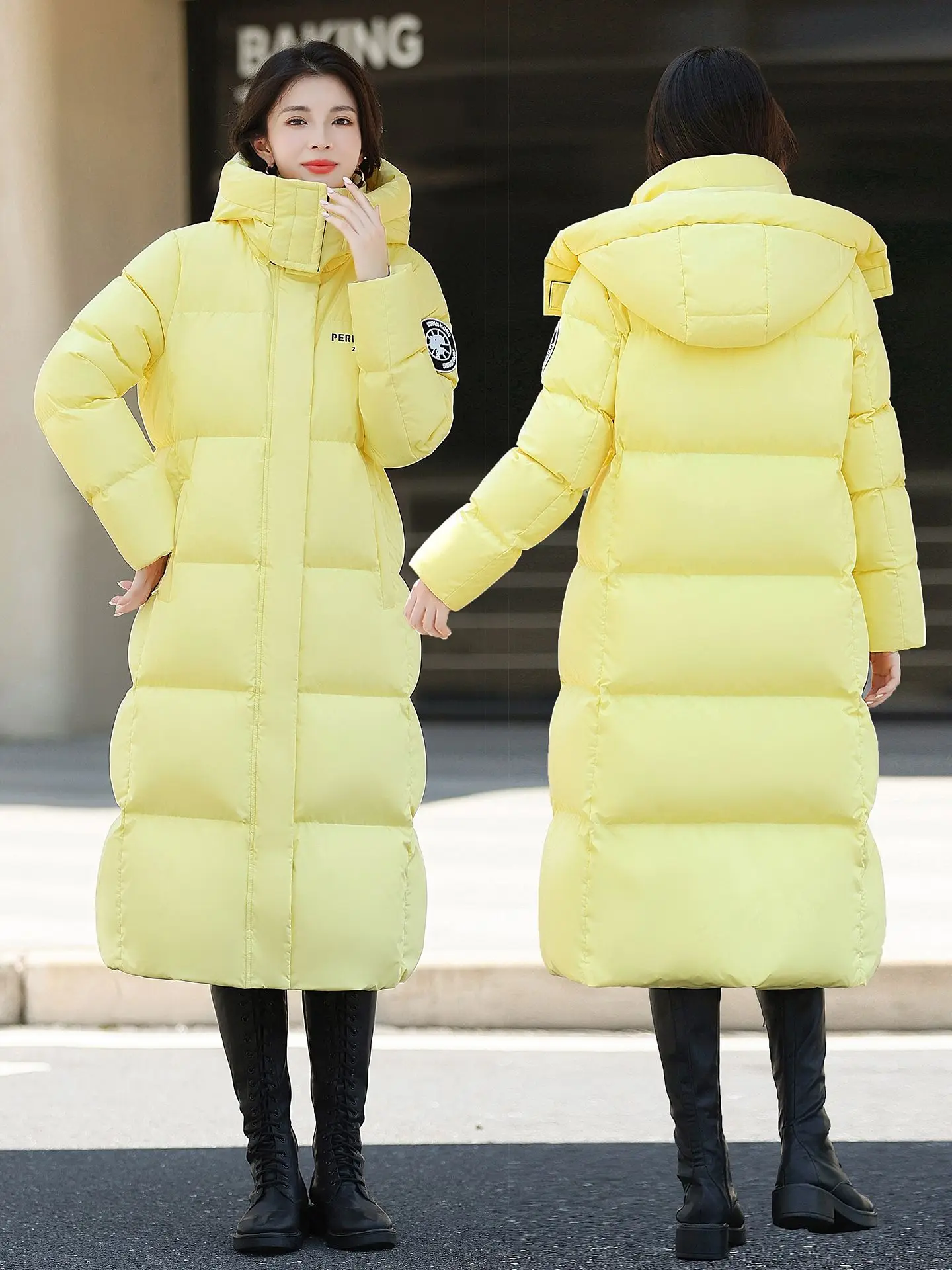 Zhuya Daunenmantel 345 g 95 weiße Entendaunen 2025, neue lange Daunenjacke für Damen, mittellang, über dem Knie dick und warm