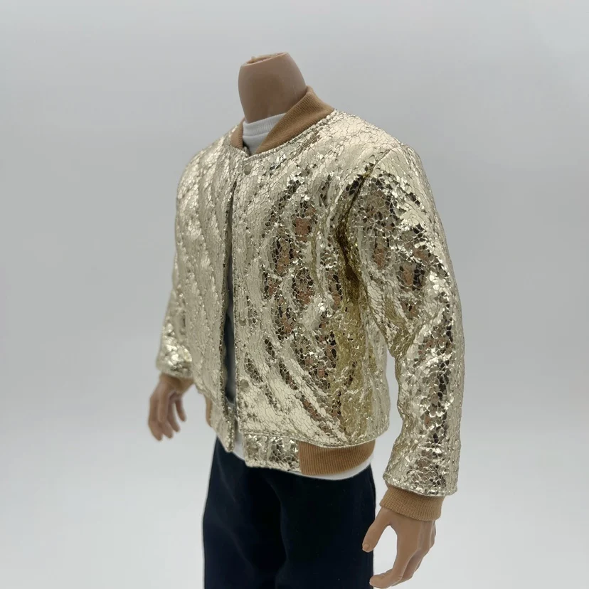 Męska kurtka w modny wzór w kracie złota z diamentami w skali 1/6, akcesorium odzieżowe, model pasujący do 12-calowych figurek żołnierzy, lalek i zabawek.