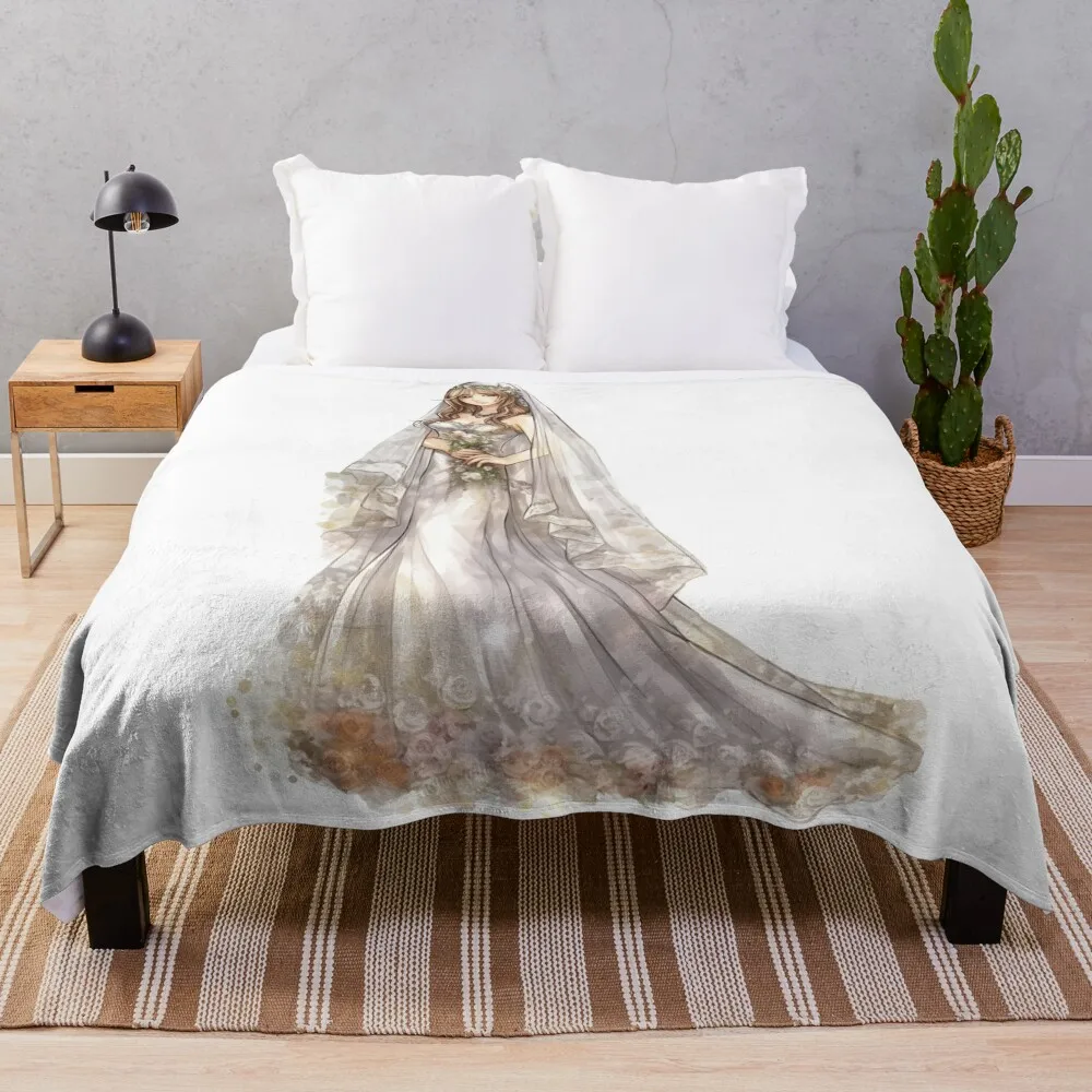 Silver Radiance: Enchanting Girl in a Gorgeous Dress Throw Blanket Furry Blankets Sofas Of Decoration Blankets