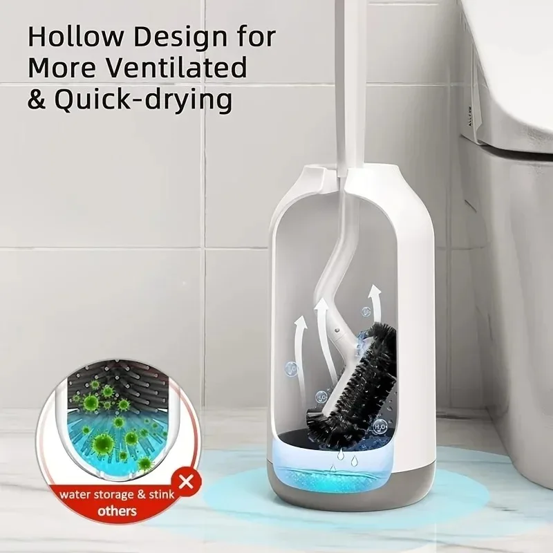 1set Toilet Brush with Holder – Long Handle Deep Cleaning Brush, Soft Bristles Bathroom Scrubber, Toilet Cleaning Set
