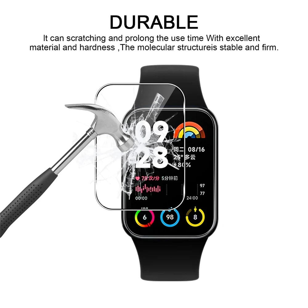 Tempered Glass Screen Protector for Xiaomi Miband 8 Pro Full Coverage Ultra-clear Smart Watch Protective Film for Mi Band 8 Pro