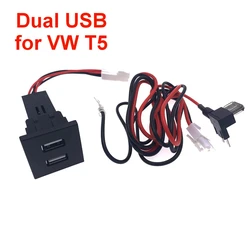 5V 2.1A Dual USB Car Charger Socket Power Inverter Adapter for VW Transporter T5 2003-2009