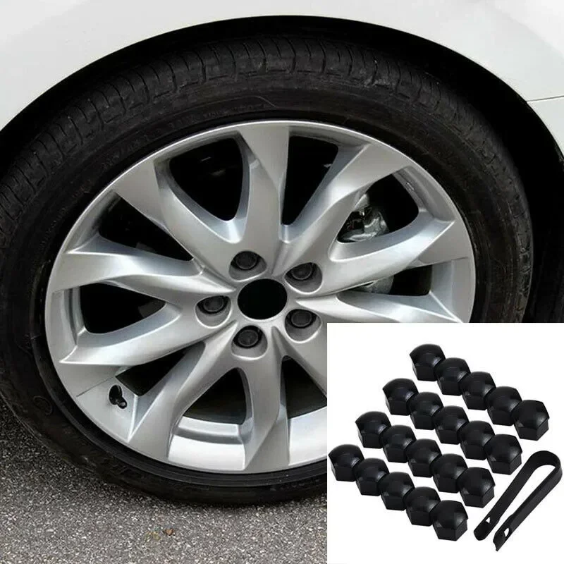 17mm Nut Cap GLOSS BLACK ALLOY WHEEL NUT BOLT COVERS CAP UNIVERSAL SET FOR ANY CAR USEFUL