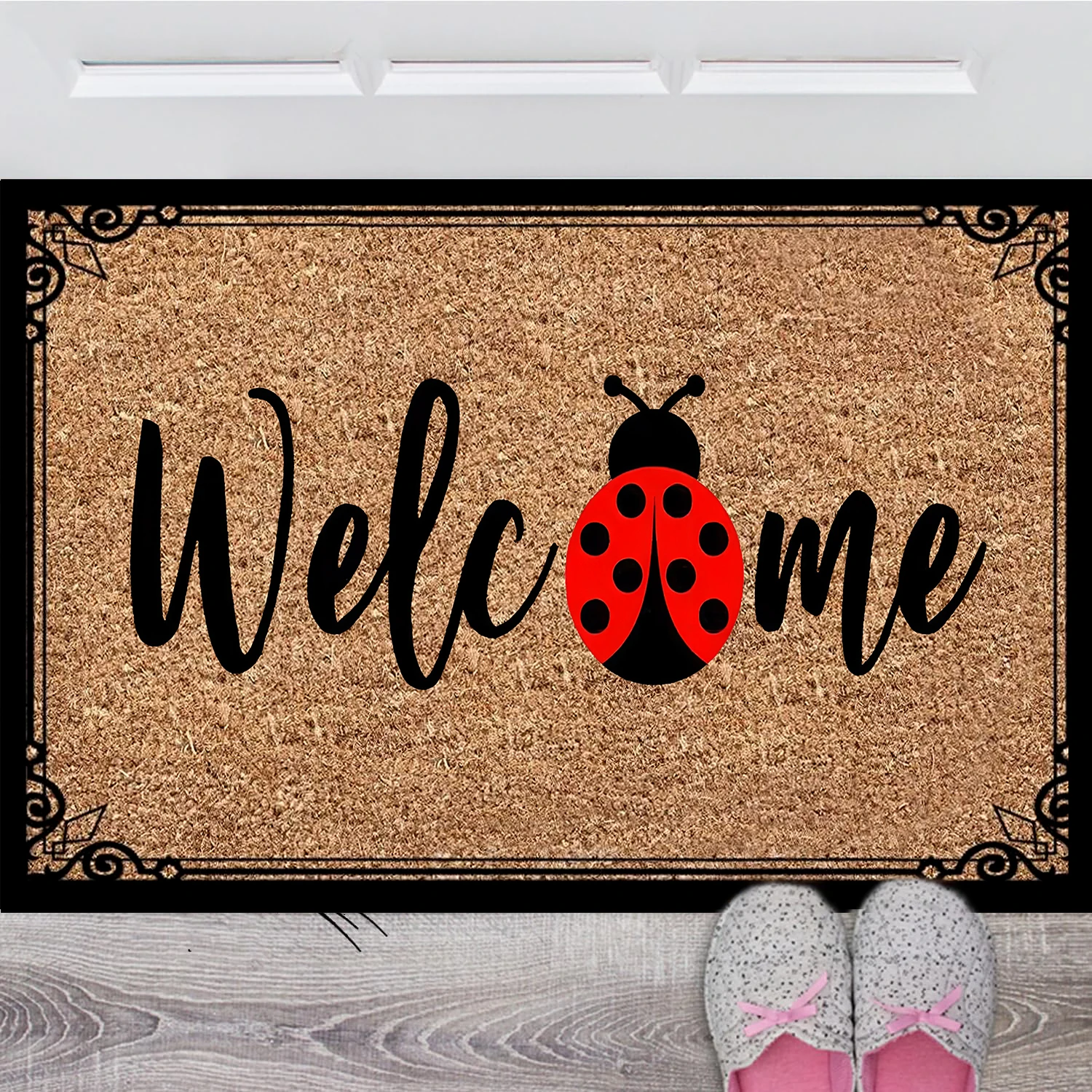 

Ladybug Door Mat,Non-Slip Rubber Floor Mat,Housewarming Welcome Mat for Outdoor Entryway,Kitchen Bath Rug 30x18in