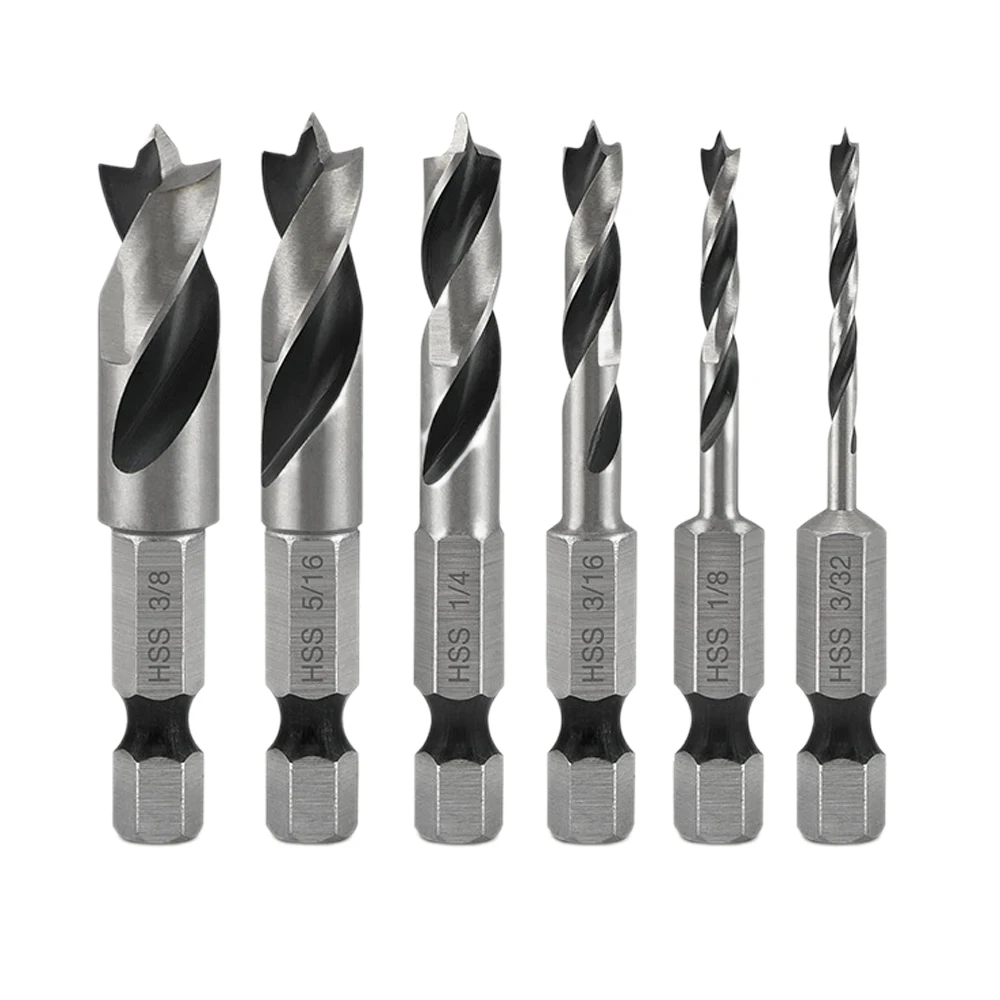 conjunto-de-brocas-hss-sae-brad-de-tres-pontas-para-madeira-6-pecas-com-haste-hexagonal-de-troca-rapida-nos-tamanhos-3-32-1-8-3-16-1-4-5-16-3-8-e-1-4-polegadas