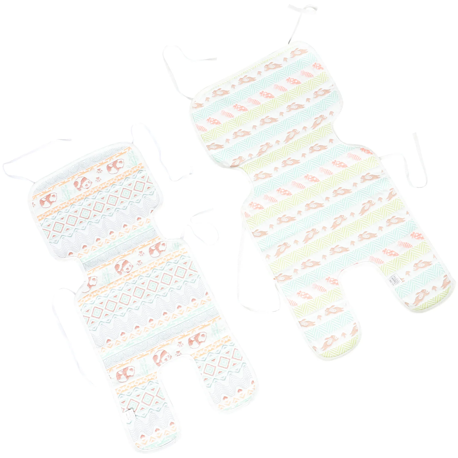 

2pcs Baby Stroller Cushion Reversible Thick Padding Panda Bunny Pattern Universal Fit Newborn Infant Toddler Machine Washable