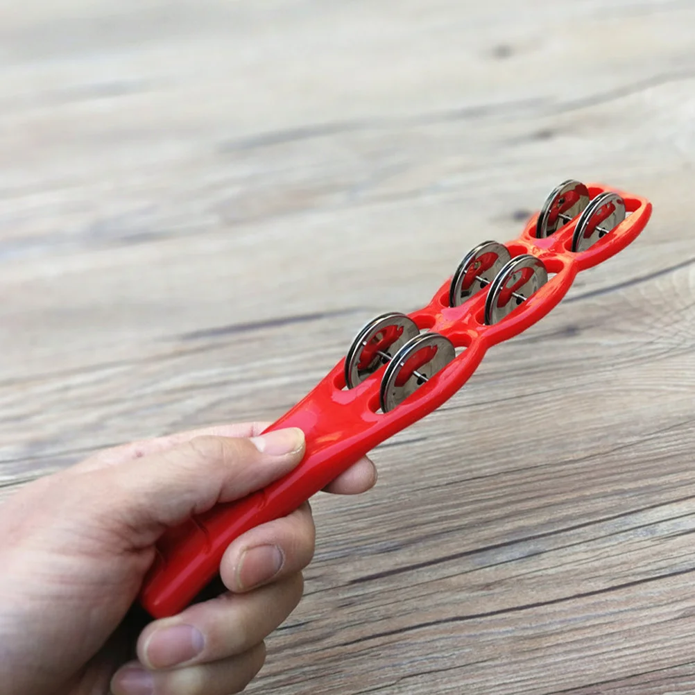 4 قطعة ستة جرس مكشطة جلجل العصي البلاستيك الدف لأداة الموسيقى اللعب التفاعلي جلجل العصي