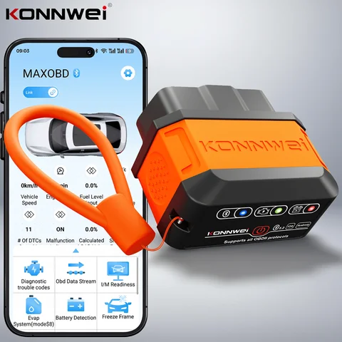 KONNWEI KW906 Bluetooth OBD2 Scanner Car Diagnostic Tool, Vehicle Code Reader, Live Data, Engine Check Scanner for Android iOS