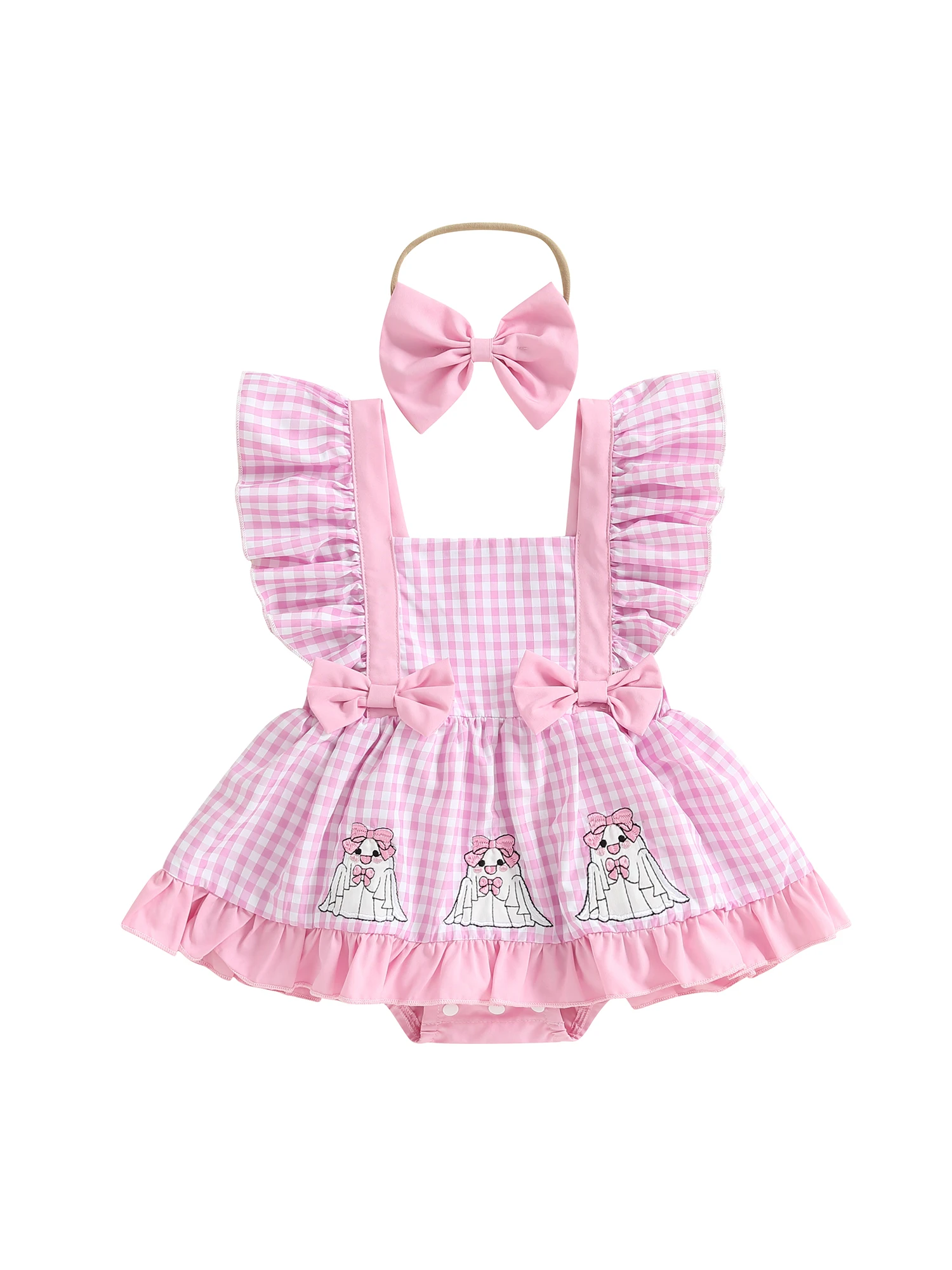 

Комбинезон с длинными рукавами и принтом тыквы для маленьких девочек, комплект с подходящей повязкой на голову, костюм на Хэллоуин для детей 1-3 лет