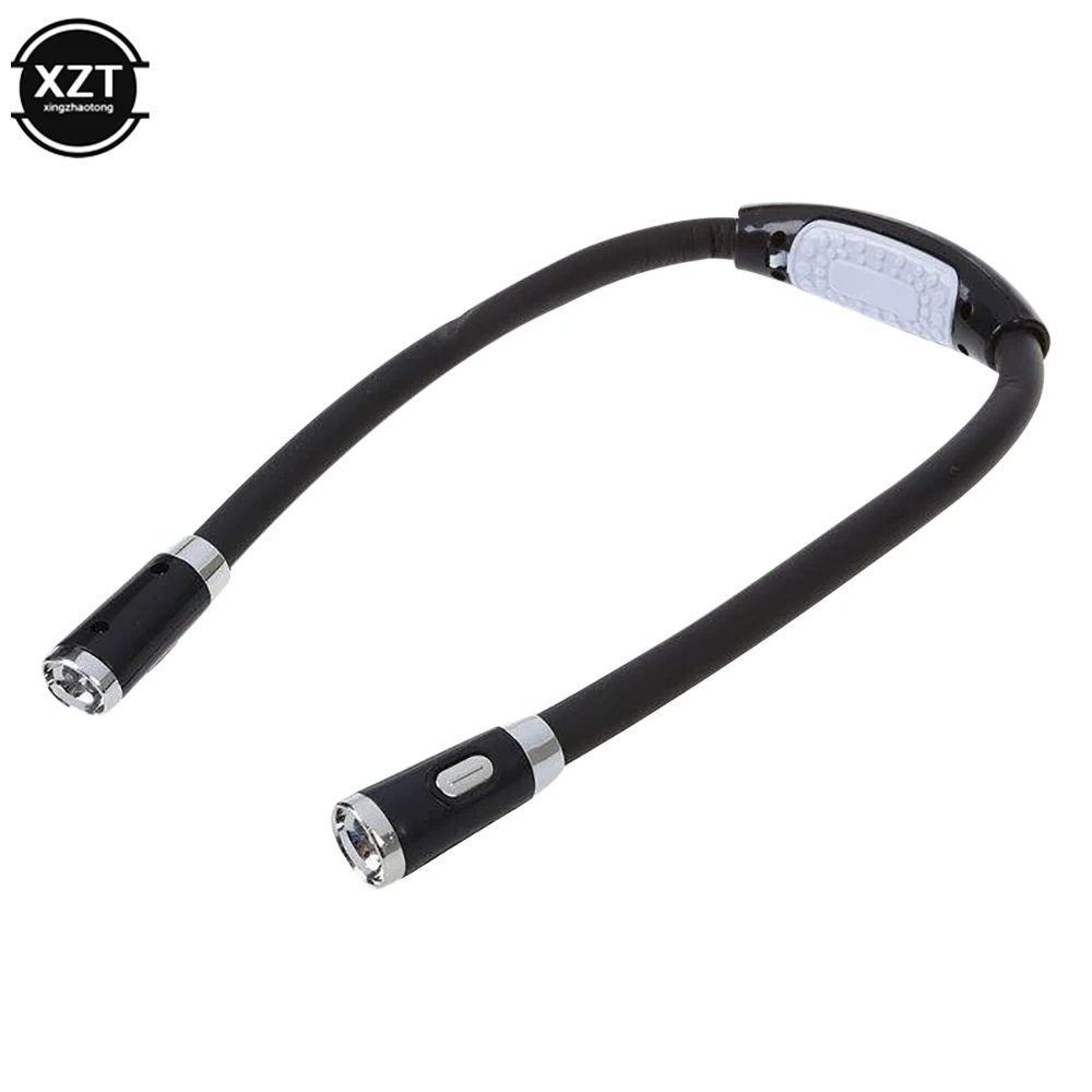 Luz LED de cuello Flexible para libros, lámpara de lectura con manos libres, novedad, linterna nocturna para acampar