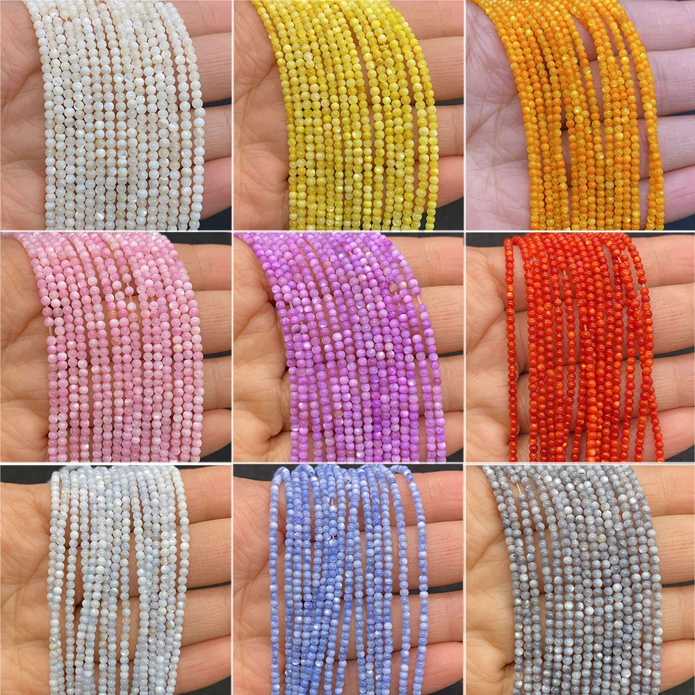 Cuentas de concha Natural multicolor de 2mm y 3mm, cuentas espaciadoras sueltas de nácar teñidas para hacer pulseras de joyería
