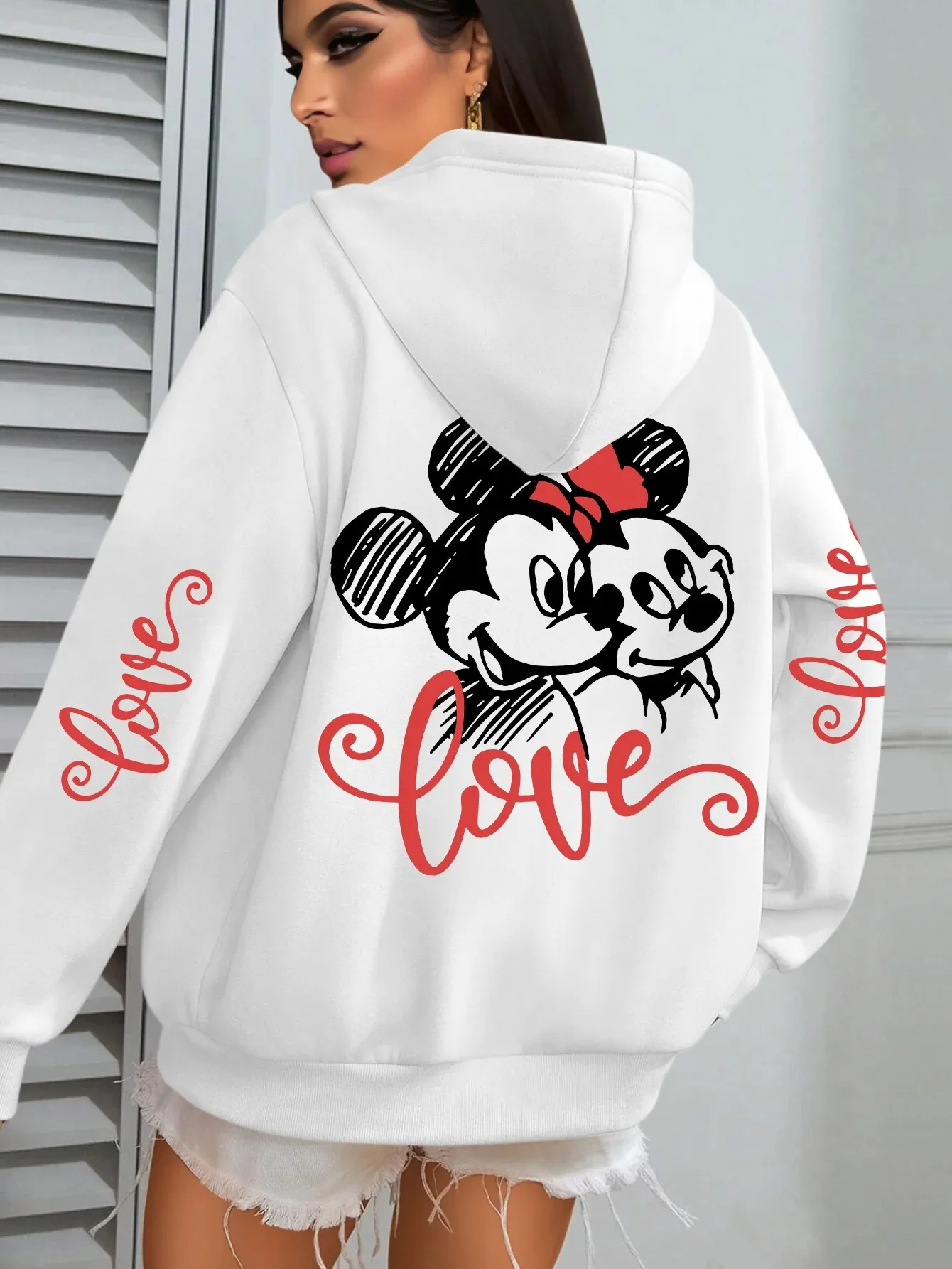 

Толстовки с Микки Маусом от Disney, стильная одежда больших размеров, унисекс, высококачественная толстовка, спортивная толстовка с графическим принтом, высококачественный топ для пар.