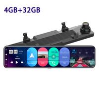 4G+32G Android 8.1 12'' Car RearView Mirror Stream Media Dual Lens 1080P Camera ADAS DVR Dash Cam 4G Wifi GPS Navigator Dashcam