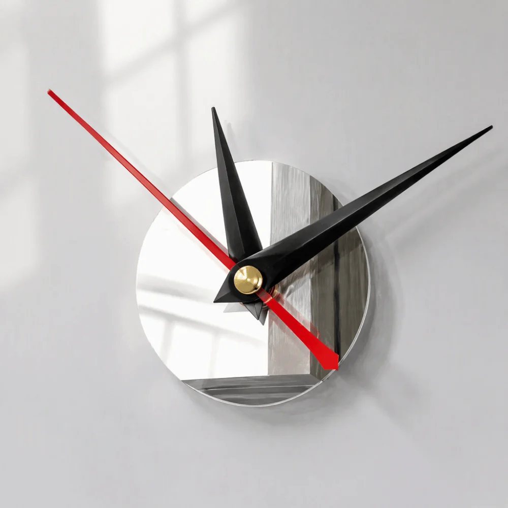 40cm DIY Wall Clock Silver 3D Mirror Surface Frameless Wall Clock Frameless Design DIY Assembly Kit Mirror Sticker Clock