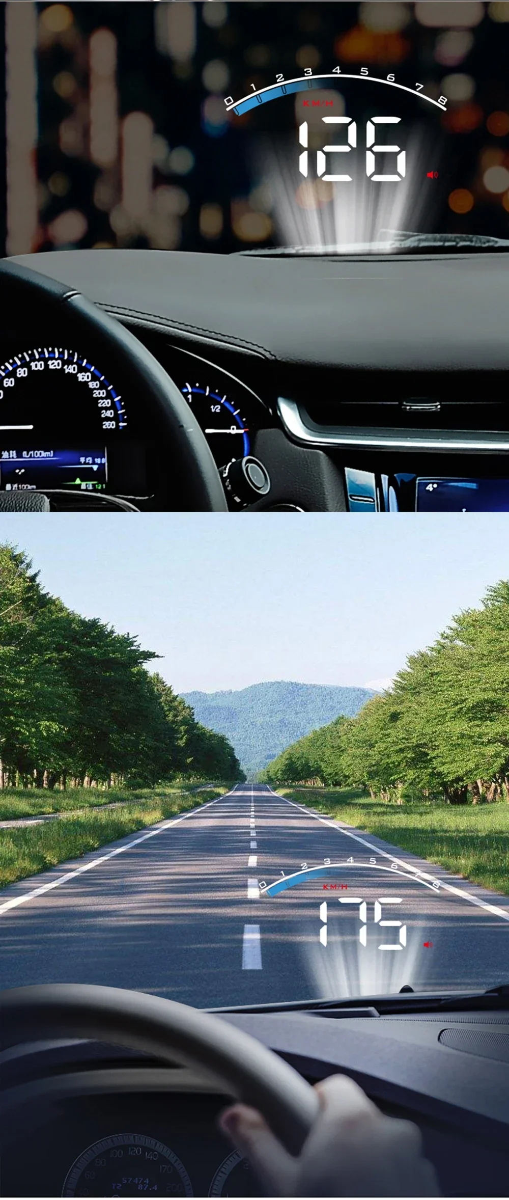 M6S OBD2 HUD Digitales Auto-Head-Up-Display Windschutzscheiben-Projektor Tachometer Wassertemperatur Spannung Auto-Zubehör Bordcomputer – Detail 12
