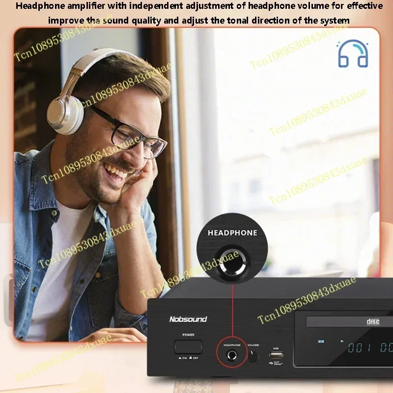 مشغل أقراص مضغوطة HIFI احترافي، Audiophile Home Bluetooth 5.0 Music USB مشغل الصوت الرقمي يدعم تنسيق CD-DA مضخم الأذن المدمج
