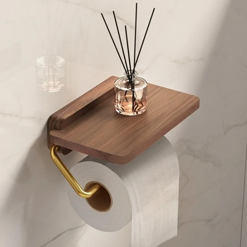 Wall-Mounted Towel Rack Multifunctional Retro Wood Grain Towel Storage Holder Bathroom Accessories Home Organizer